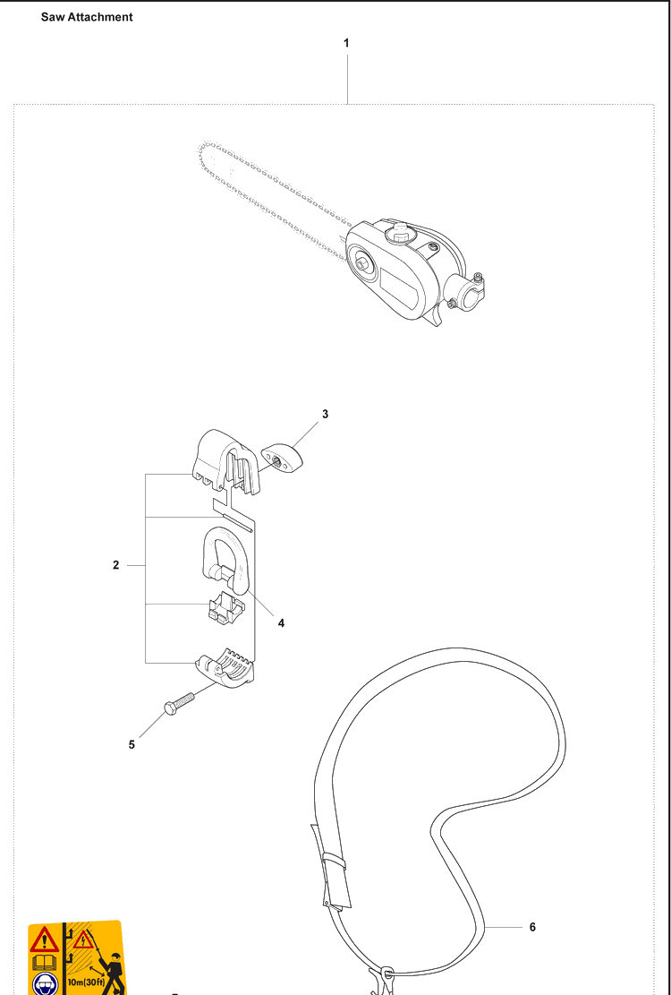 Saw Attachment Diagram and Parts List for 327P4 2008-03 Husqvarna Pole Saw