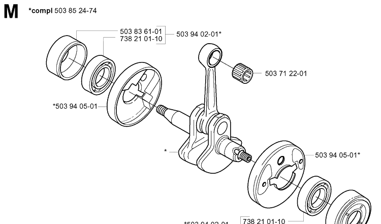 Crankshaft Diagram and Parts List for 325HE3 (X-SERIES)(20011800001-20040100000) Husqvarna Hedge Trimmer