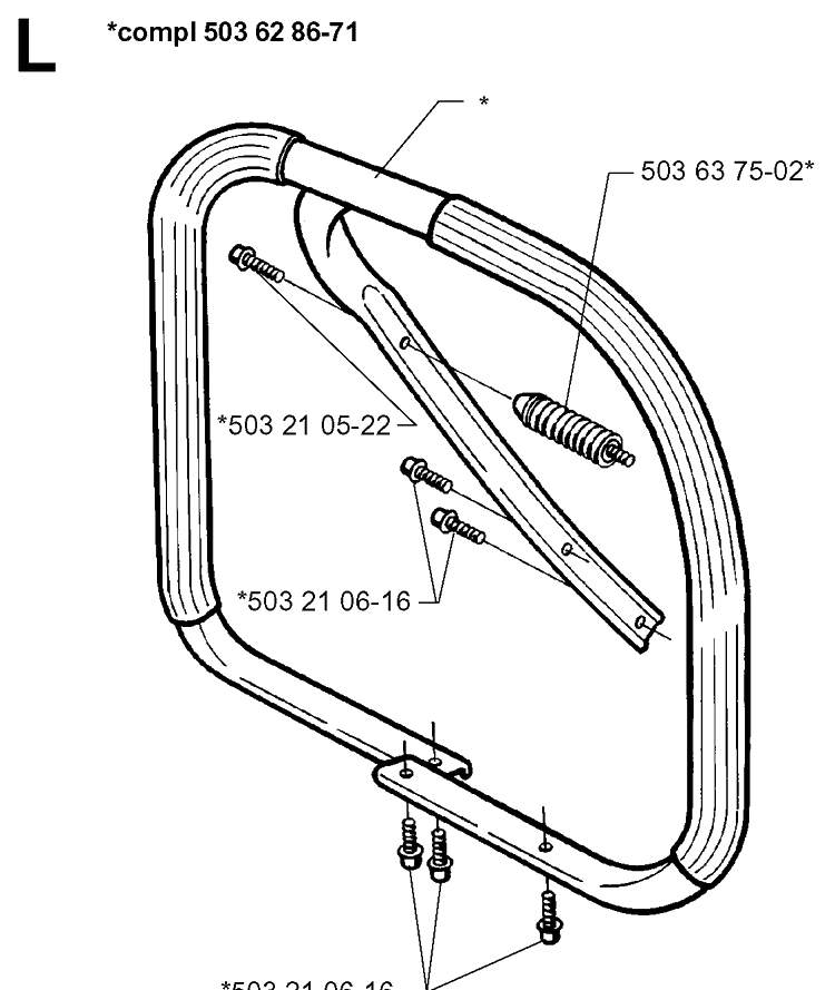 Handle 2 Diagram and Parts List for 371XP 19963500001-19974900000 Husqvarna Chainsaw