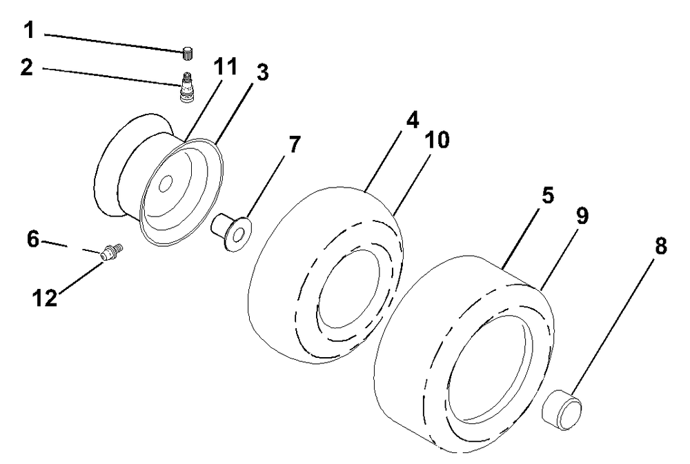 Wheels And Tires Diagram and Parts List for GTH2250 (954567093-A)(2000-11) Husqvarna Lawn Tractor