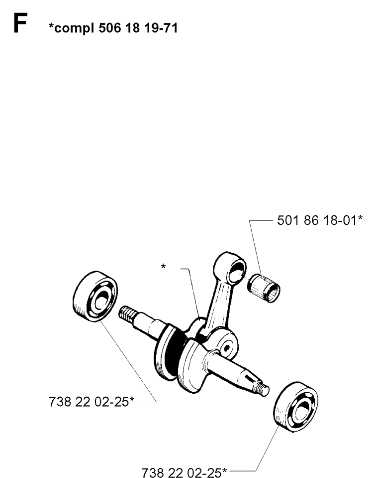 Crankshaft Diagram and Parts List for 257 19960100001-19980900000 Husqvarna Chainsaw