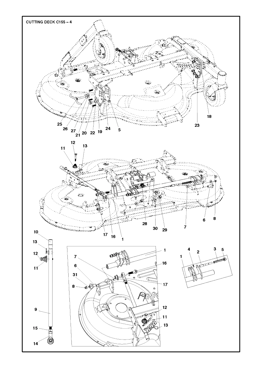 61-Inch/155cm Cutting Deck 6 Diagram and Parts List for C155 (967293901)(2019-09) Husqvarna Lawn Tractor Accessories