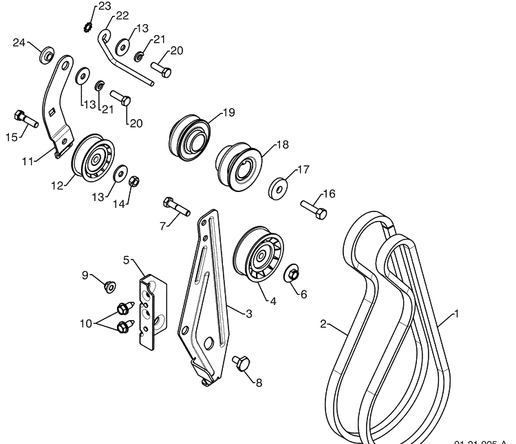 Chassis / Engine / Pulleys - B Diagram and Parts List for 12524SB (96193004600)(2009-06) Husqvarna Snow Blower