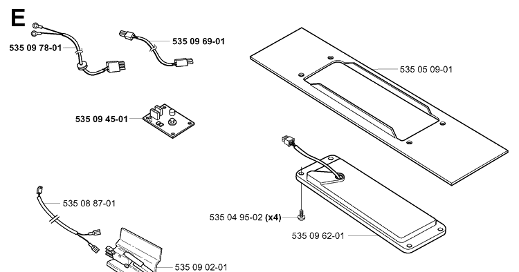 Battery And Electronics Diagram and Parts List for G1 1998-2003 Husqvarna Lawn Mower