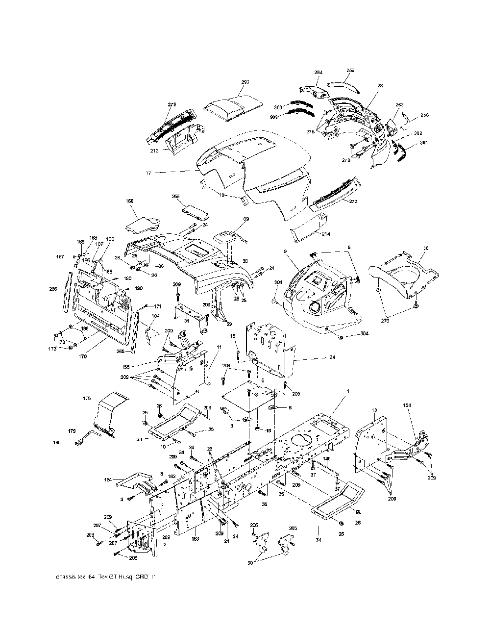 Chassis And Enclosures Diagram and Parts List for CTH200TWIN (96061022600)(2007-10) Husqvarna Lawn Tractor