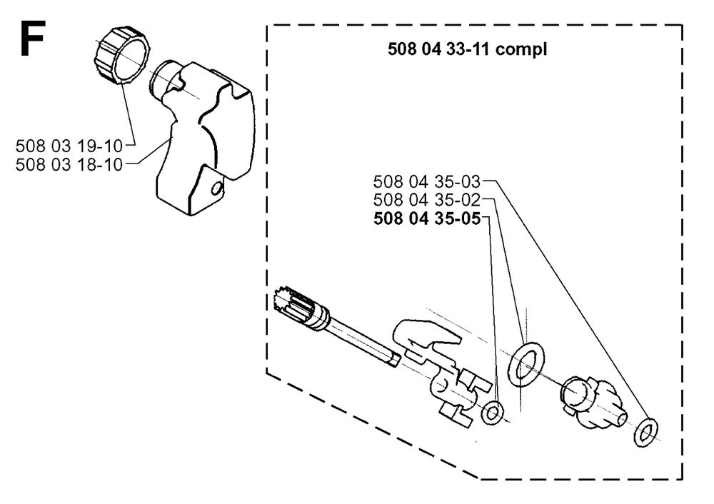 Oil Tank Diagram and Parts List for 1400 19984000001 & Above Husqvarna Chainsaw