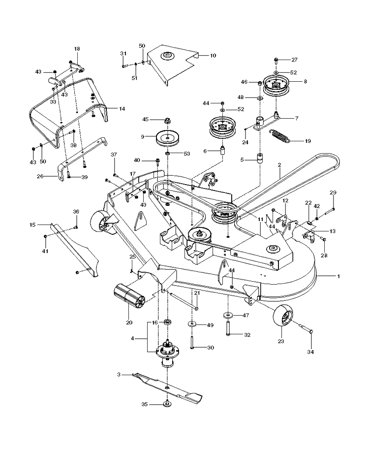 Mower Deck / Cutting Deck Diagram and Parts List for M-ZT52BF (96717700300)(2013-01) Husqvarna Lawn Mower