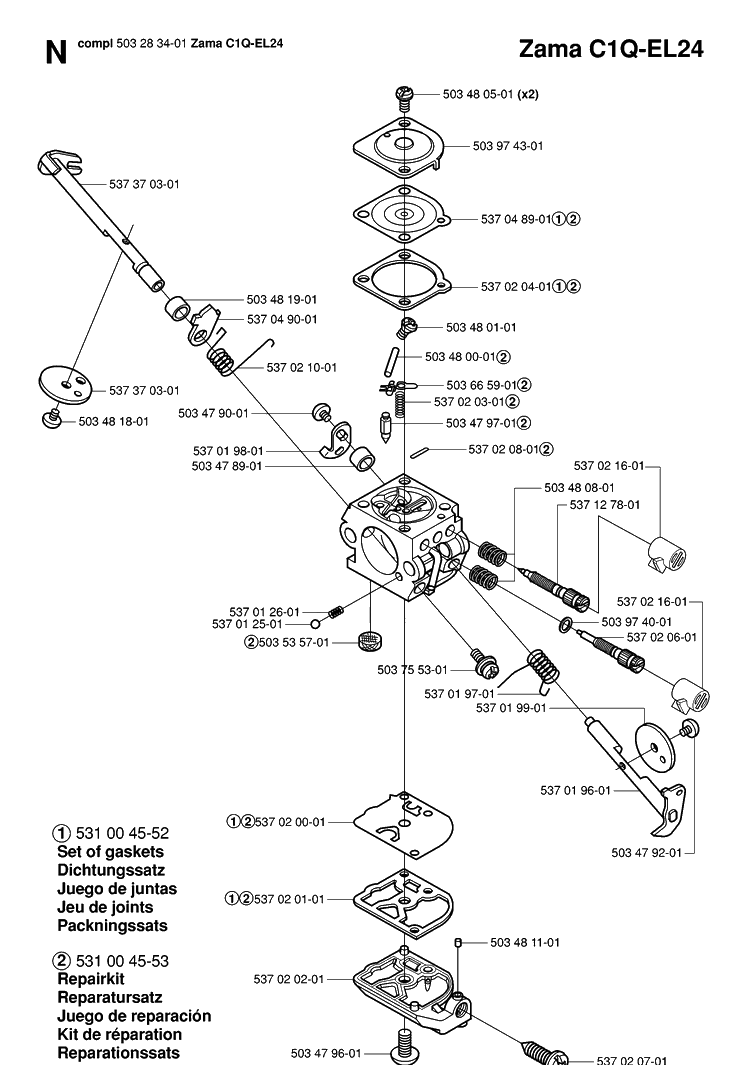 Carburetor Diagram and Parts List for 323P 20062700001-Current Husqvarna Pole Saw