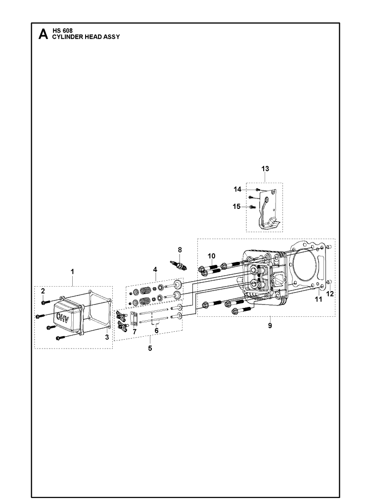 Cylinder Head Assy Diagram and Parts List for 593230101 2021-01 Husqvarna Engine