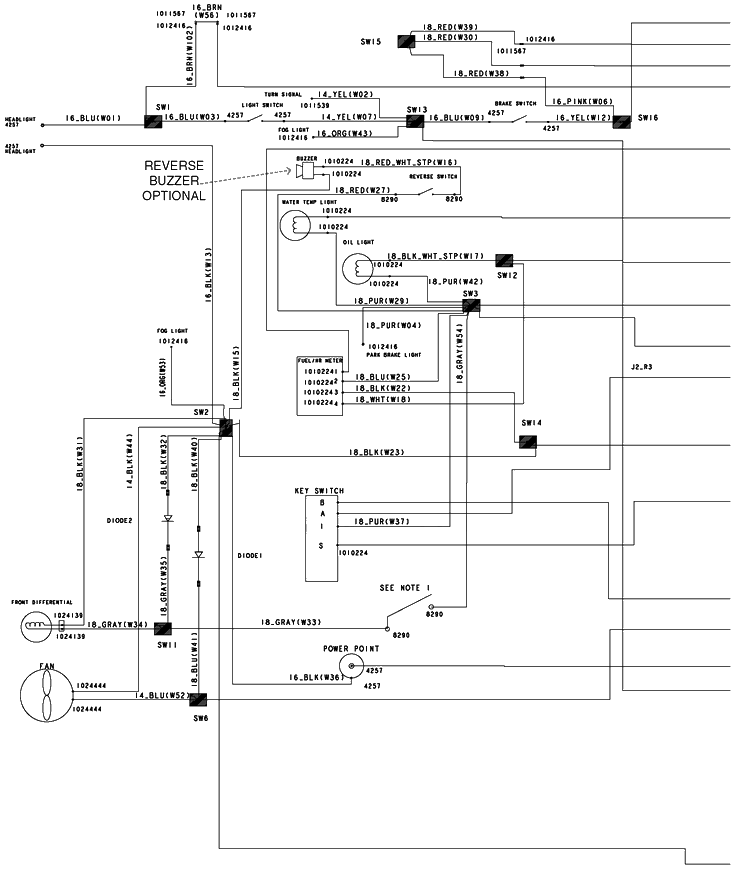 Wiring -Diesel Vehicle, Single Piece Image 1 Diagram and Parts List for HUV4421GXP 2009 Husqvarna Lawn Tractor