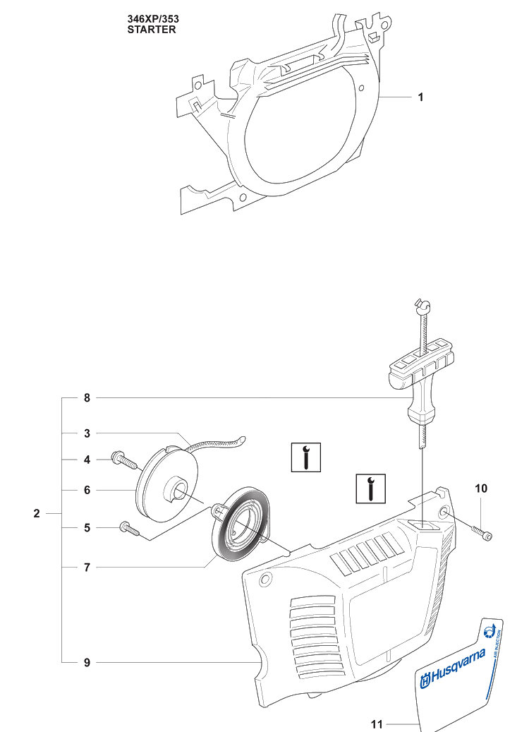Starter / 346 Xp - 353 Diagram and Parts List for 353 2009-02 Husqvarna Chainsaw