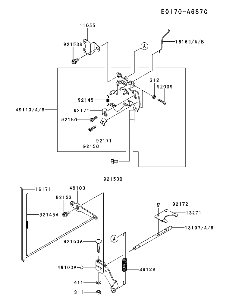 Controls Diagram and Parts List for FX801V-ES00 2017-09 Husqvarna Engine