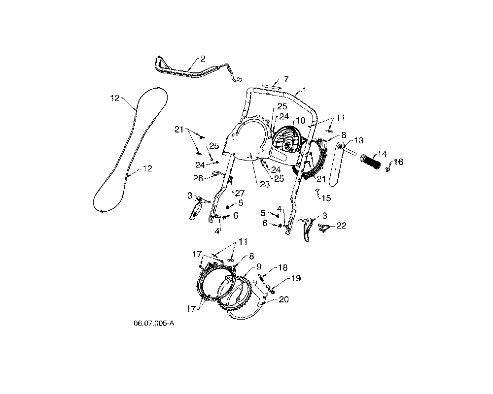 Upper handle/chute base/cable Diagram and Parts List for ST151-96183000405  Husqvarna Snow Blower