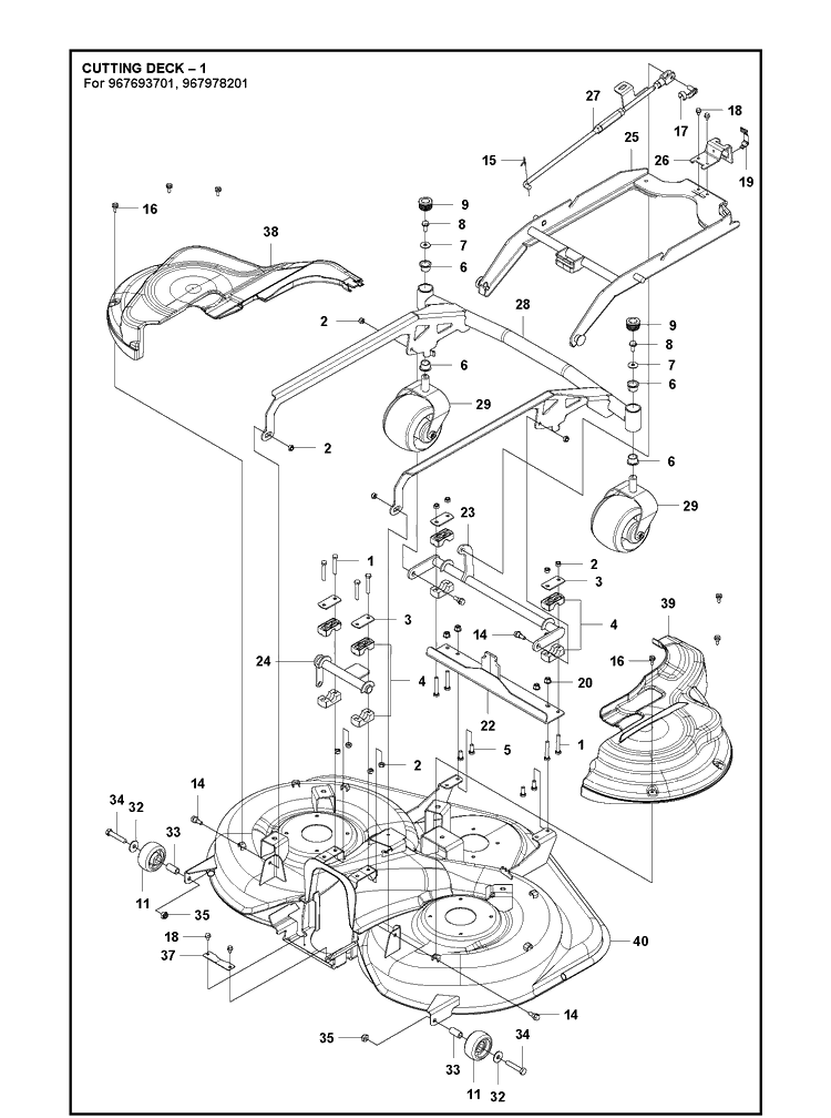 44 Inch/112cm Cutting Deck 2 Diagram and Parts List for C112  Husqvarna Lawn Mower
