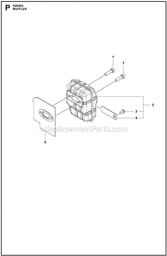 Muffler Diagram and Parts List for 525HE4  Husqvarna Trimmer