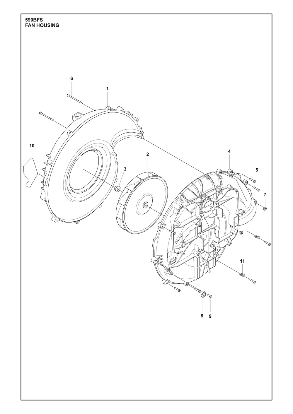 Fan Diagram and Parts List for 590BTS  Husqvarna Leaf Blower / Vacuum