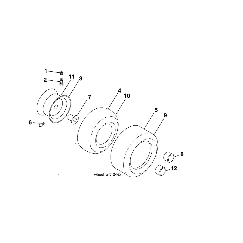 Wheels & Tires Diagram and Parts List for 96043029500  Husqvarna Lawn Tractor