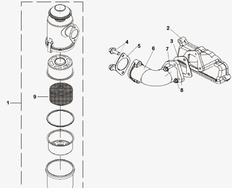 Intake System Diagram and Parts List for TF545D  Husqvarna Cultivator
