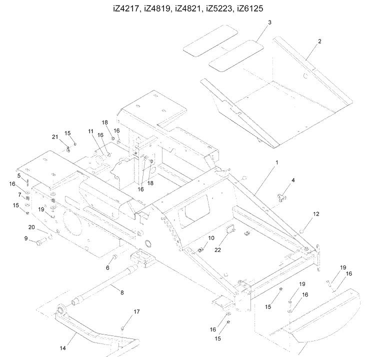 Chassis / Frame Diagram and Parts List for IZ5223VAN (968999706)(2008-12) Husqvarna Lawn Mower