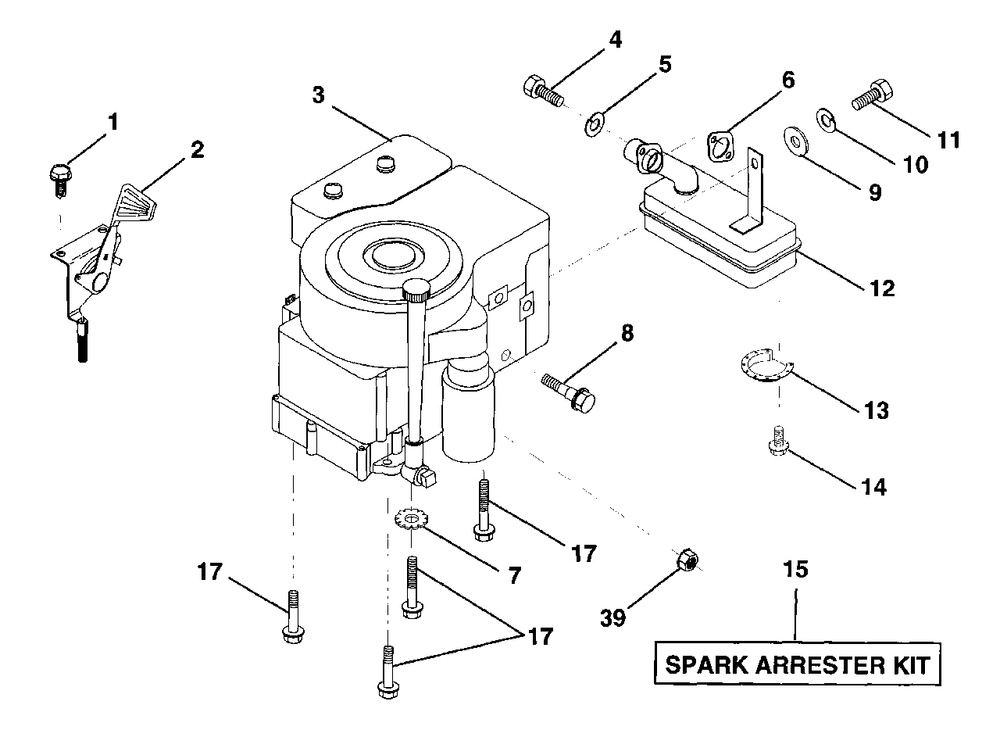 Engine Diagram and Parts List for LR121 (954140001-A)(1997-12) Husqvarna Lawn Tractor