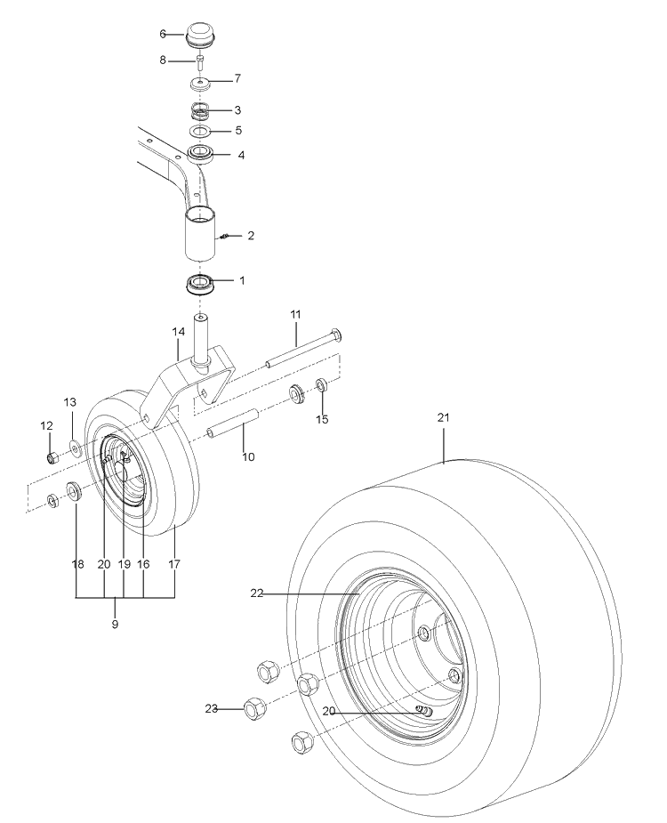 Wheels And Tires Diagram and Parts List for RZ4222F (96665940100)(2011-05) Husqvarna Lawn Mower