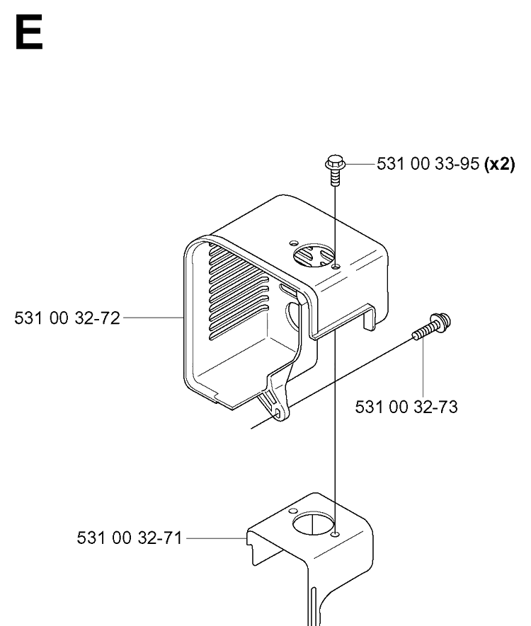 Heat Shield Diagram and Parts List for 145BT 20053300001-Current Husqvarna Leaf Blower / Vacuum