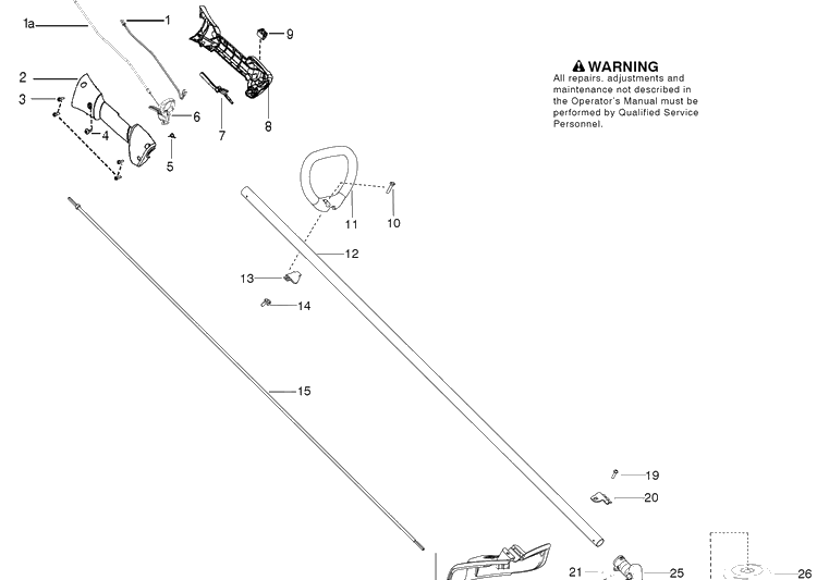 Shaft And Handle Diagram and Parts List for 129L 967192701 Husqvarna Edger