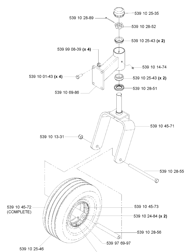 Caster Arm Diagram and Parts List for IZ4217 (968999254)(2005-03) Husqvarna Lawn Mower