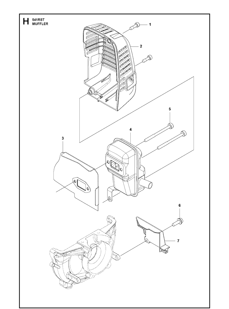 Muffler Diagram and Parts List for 541RST  Husqvarna Brush Cutter