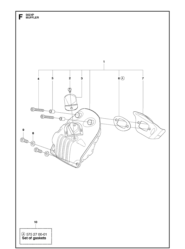Muffler Diagram and Parts List for 562XP 2011-06 Husqvarna Chainsaw
