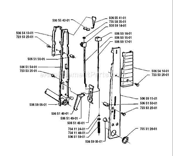 Page K Diagram and Parts List for RIDER85012 1990-02 Husqvarna Lawn Tractor