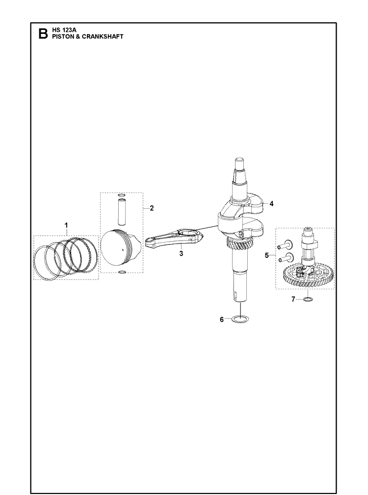 Piston And Crankshaft Diagram and Parts List for 529347201 2021-01 Husqvarna Engine