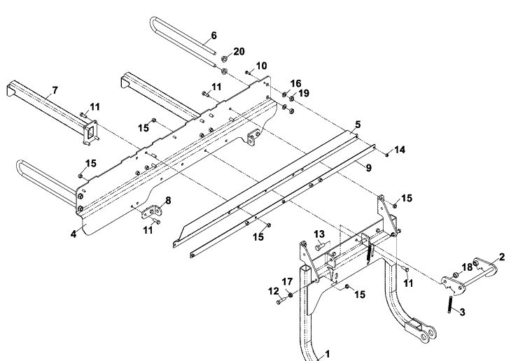 Hitch Diagram and Parts List for HCS9 2005-03 Husqvarna Lawn Tractor Accessories