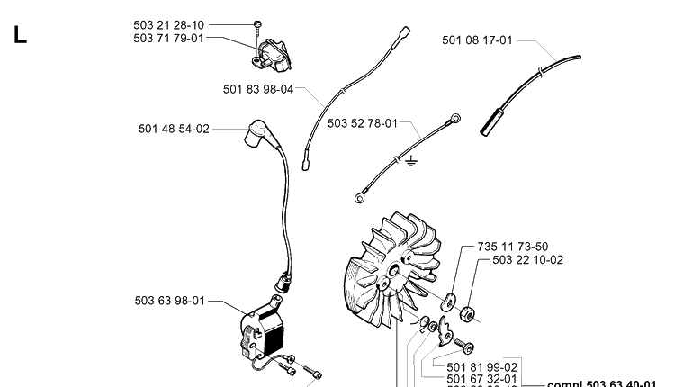 Electrical 2 Diagram and Parts List for 394XP 19980900001-Current Husqvarna Chainsaw