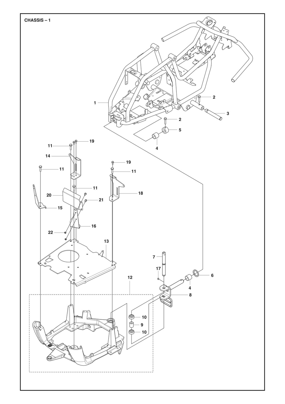 Chassis Rear Diagram and Parts List for R112C5 2022 Husqvarna Lawn Tractor