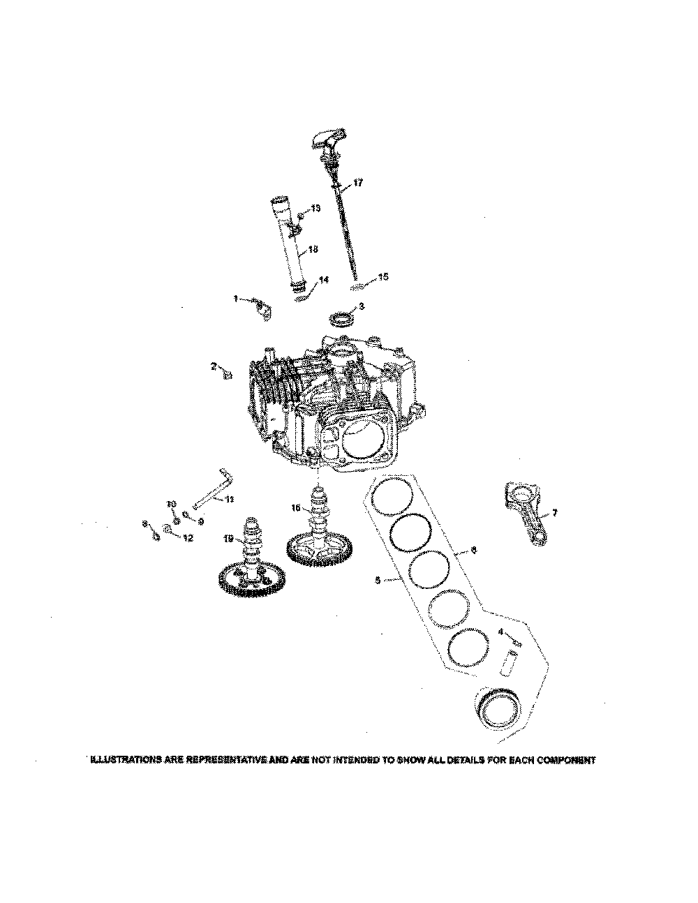 Crankcase Diagram and Parts List for 96043027600  Husqvarna Lawn Tractor