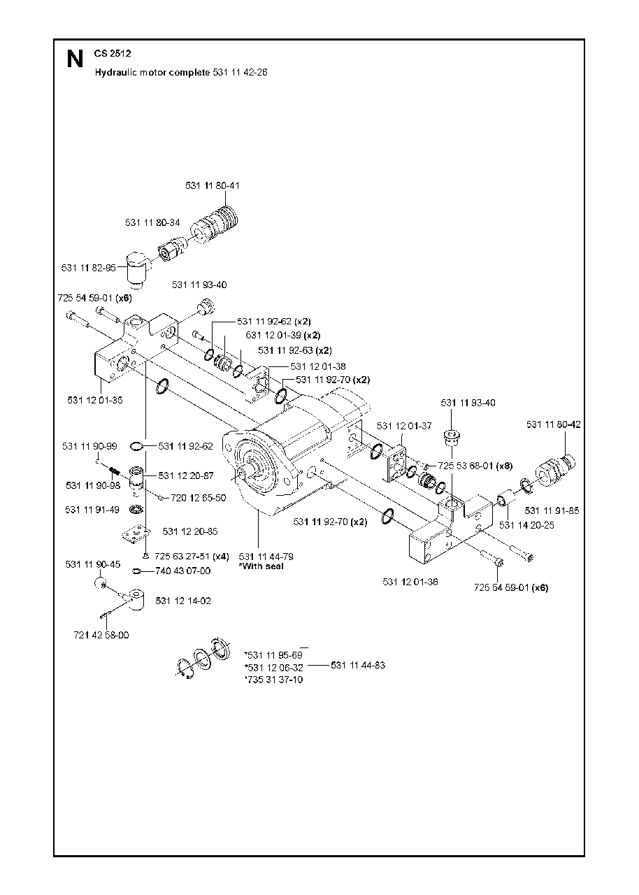 Motor Diagram and Parts List for CS2512 (1301 & Above)(2013-04) Husqvarna Circular Saw