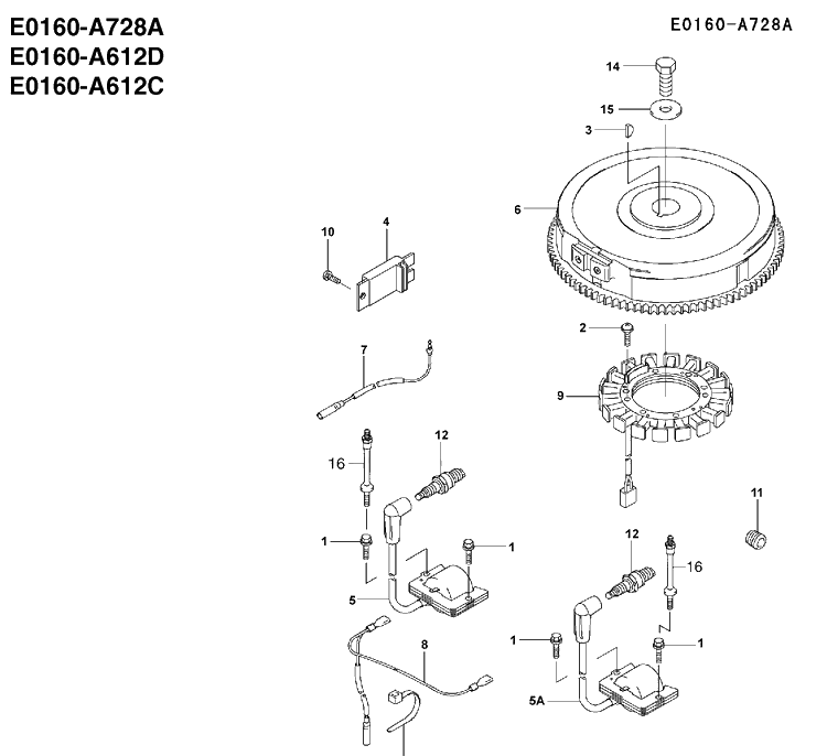 Electrical Diagram and Parts List for FH641V 2002-06 Husqvarna Engine