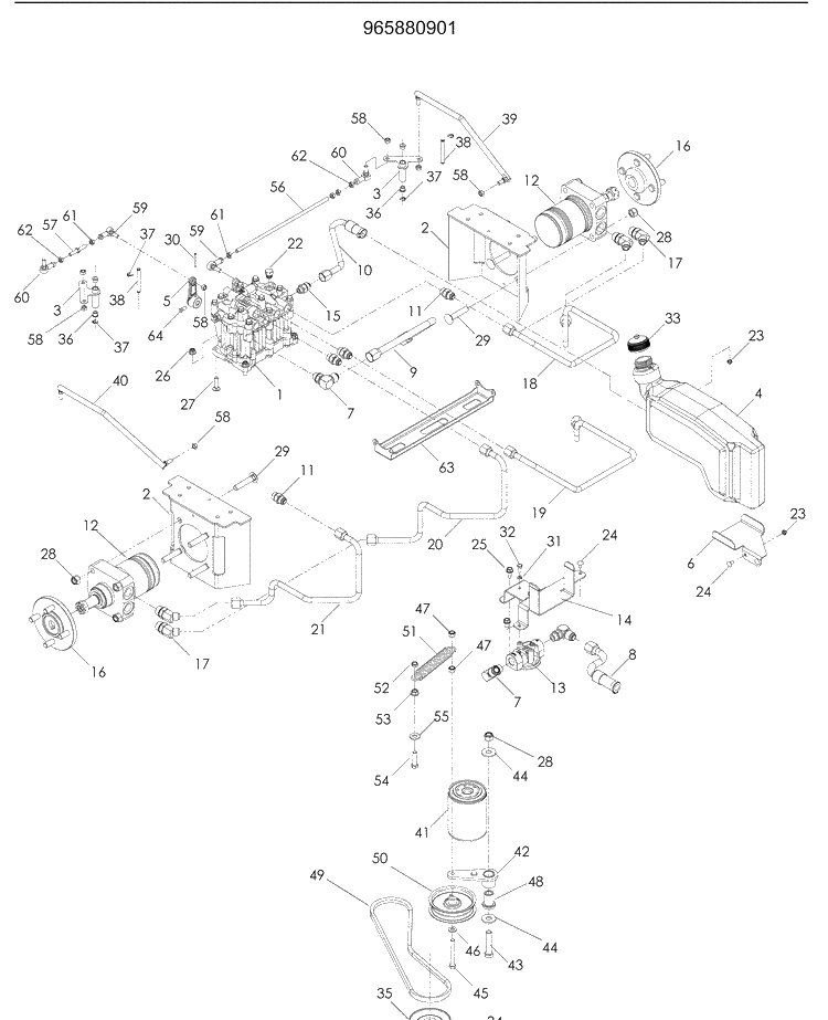 Hydraulic Pump - Motor 1 Diagram and Parts List for LSZ5424 (965880901)(2008-11) Husqvarna Lawn Mower