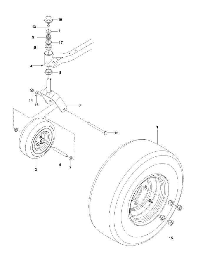 Wheels And Tires Diagram and Parts List for RZ3016 (96661230104)(2015-04) Husqvarna Lawn Mower