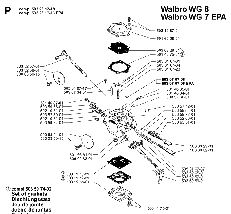 Carburetor Details 2 Diagram and Parts List for 3120 20000600001-20013500000 Husqvarna Chainsaw