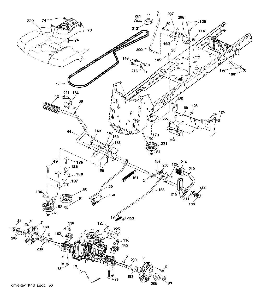 Drive Diagram and Parts List for YTH2754T (96041022100)(2010-12) Husqvarna Lawn Tractor
