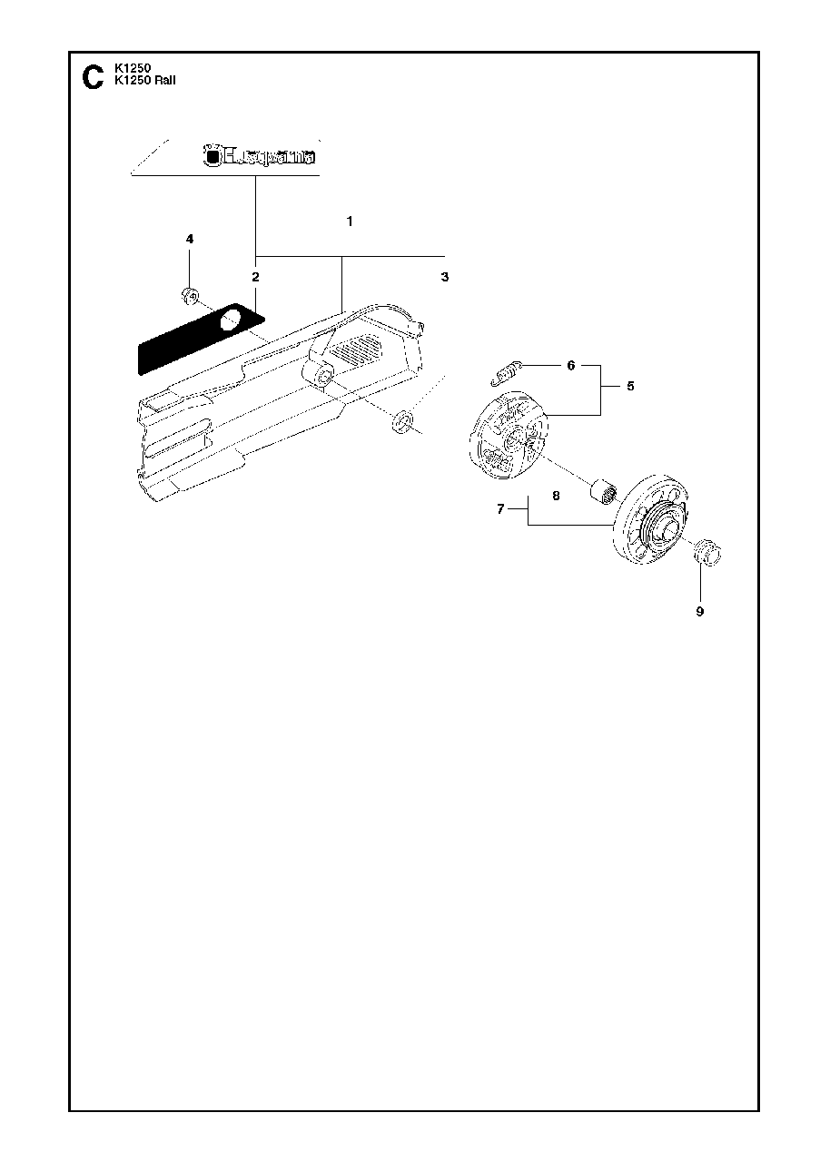 Belt Guard Diagram and Parts List for K1250ACTIVE 2010-02 Husqvarna Circular Saw