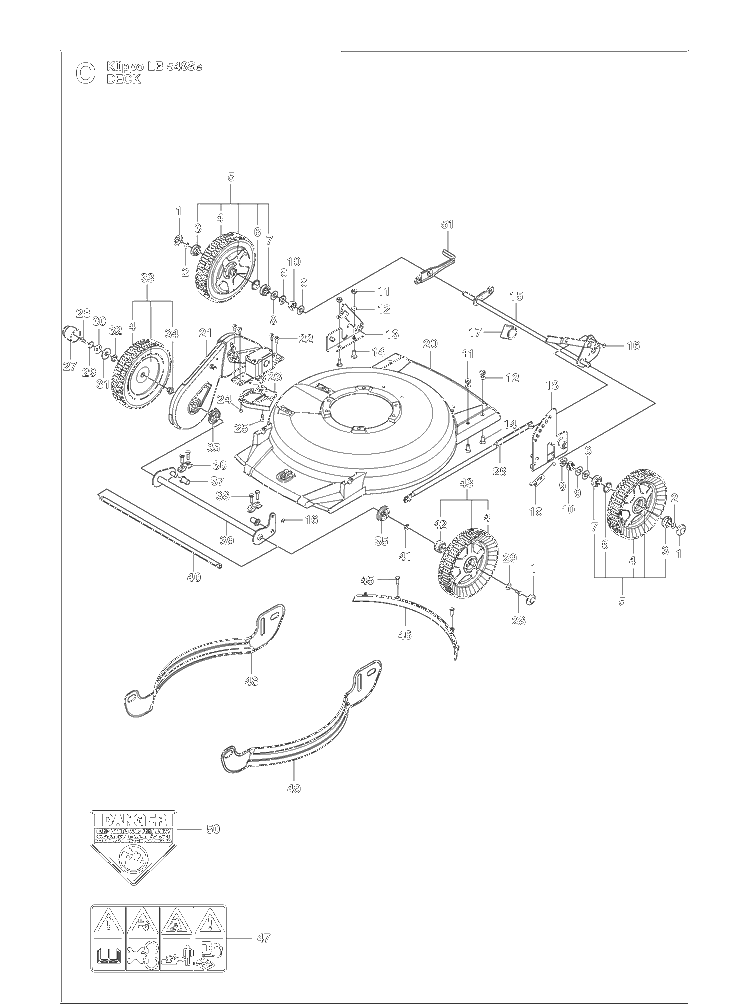 Mower Deck / Cutting Deck Diagram and Parts List for KLIPPOLB548SE  Husqvarna Lawn Mower