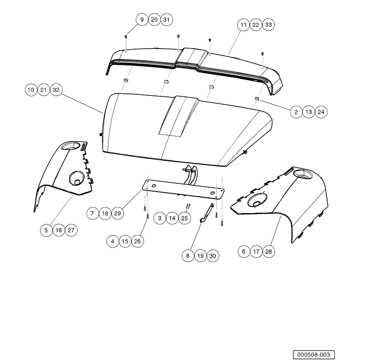Cowl Assembly Diagram and Parts List for HUV4421DXP 2006-11 Husqvarna Lawn Tractor