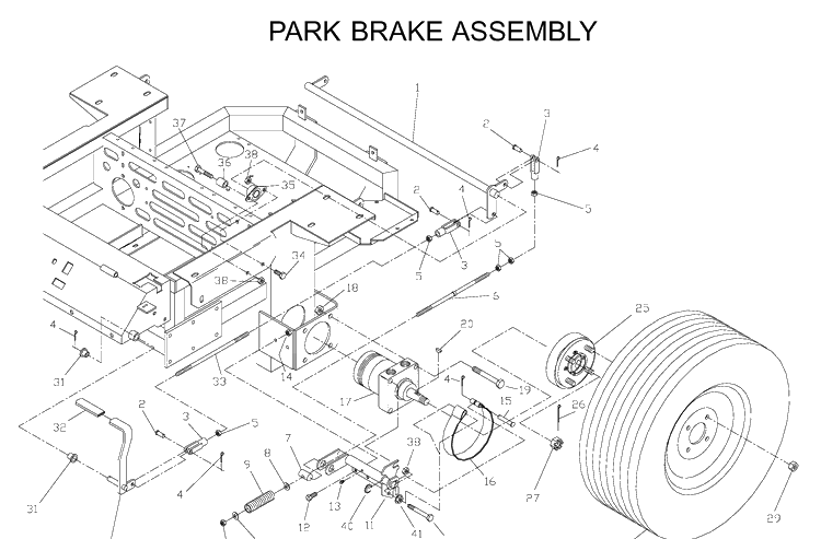 Parking Brake Diagram and Parts List for ZTH5225KAA (968999154)(2000-06) Husqvarna Lawn Mower