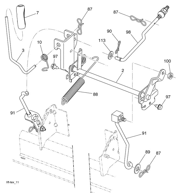 Mower Lift Diagram and Parts List for 2042LS (96043006200)(2008-11) Husqvarna Lawn Mower