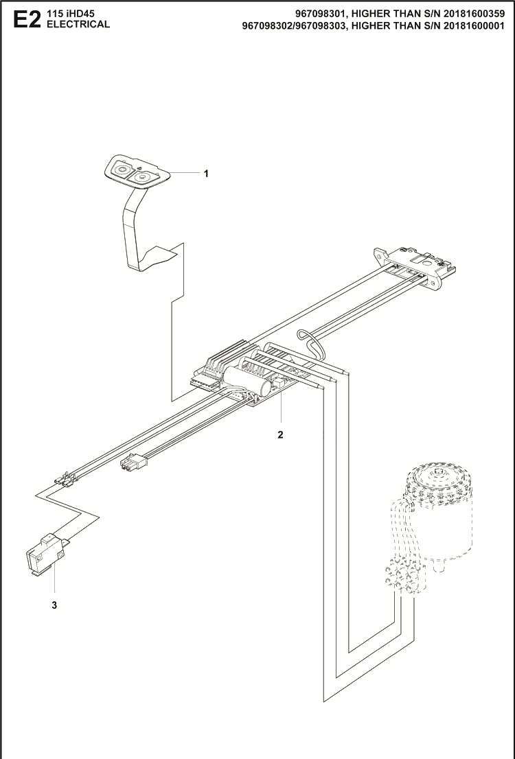 Electrical Diagram and Parts List for 115IHD45 (967098301)(967098303) Husqvarna Hedge Trimmer