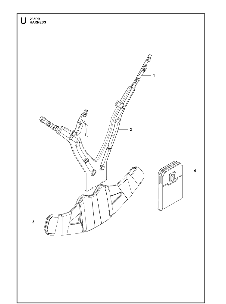 Harness 2 Diagram and Parts List for 253RB 20101000001-20182200000 Husqvarna Brush Cutter