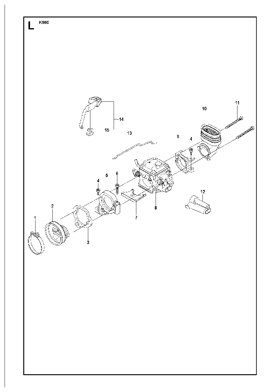 Carburetor Diagram and Parts List for K960 2007-07 Husqvarna Circular Saw